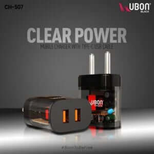 UBON CH-507 Transpearent Power Dual USB Charger