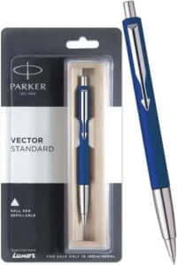 Parker Vector Standard Chrome Trim Ball Pen | Blue Body Color | Ink Color - Blue | Gifts For Employees | Elite Pen For Corporate Purposes