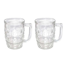 Beer Mug 2 Pcs Set Crystal Clear Glass with Handle 400ML Transparent Thick Cup Hot Cold Food Grade Heavy Base for Beverages Cold Drinks, Juices, Milkshakes, Cocktails, Rum