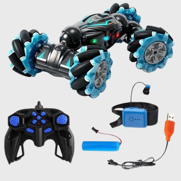 1:12 RC Stunt Car, 2.4GHz 4WD Remote Control Gesture Sensor Toy Cars, Double Sided Rotating Off Road Vehicle 360° Flips with Lights Music, for Boys &amp; Girls Birthday