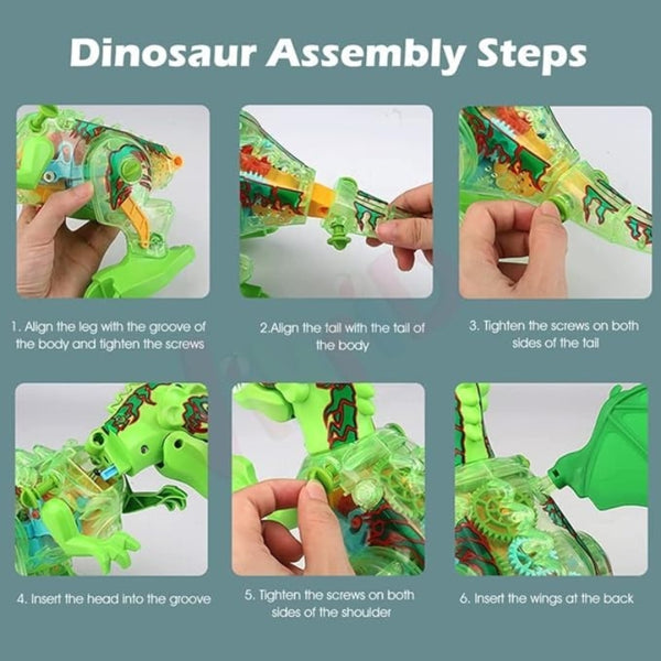 DIY Take Apart Dinosaur with Smoke Spary Feature Dancing Singing Lights and Roaring Sounds Dino Toy for Toddlers - Multicolour