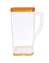 Unbreakable Square Water Jug 2 Litre Serving Water Chilled Juices Cold Drinks Shakes Milk Plastic Food Grade Pitcher Glass 2000ML Fridge Storing for Home Restaurant Office (Orange)