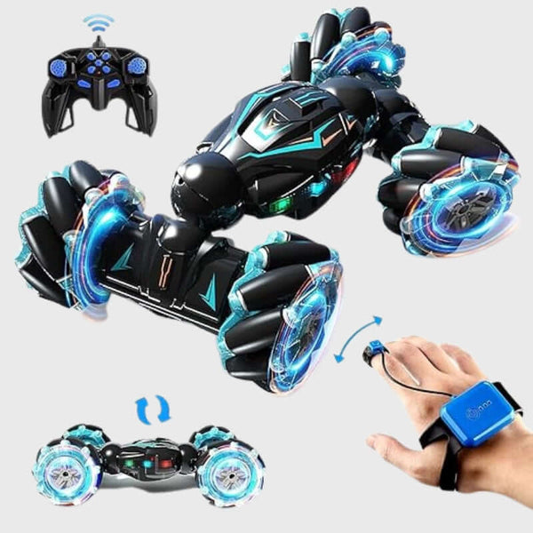 1:12 RC Stunt Car, 2.4GHz 4WD Remote Control Gesture Sensor Toy Cars, Double Sided Rotating Off Road Vehicle 360° Flips with Lights Music, for Boys &amp; Girls Birthday