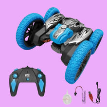 2.4G RC Dinosaur Spray Dance Stunt Toy car 360 Degree flip 6ch 4wd Remote Control Stunt car Rechargeable Monster Truck - Blue Color