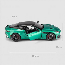 Die Cast Metal Car For Kid 1:24 Scale Model Aston Martin Alloy Diecast Openable Door Toy Car Pullback With Sound Light Toy Car For Kids Best Gifts Toys For Boys