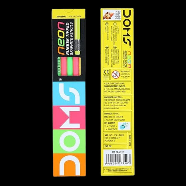 Doms Neon Rubber Tipped Pencils