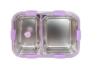 Stylish 2 Lunchbox Thermal Insulation Box Freezer Safe Tiffin 304 Stainless Steel Food Grade 1100ML Silicon Ring Air Tight Leakproof Lid 6 Lock Spoon Office Picnic Travel School (purple)