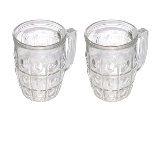 Beer Mug 2 Pcs Set Crystal Clear Glass with Handle 400ML Transparent Thick Cup Hot Cold Food Grade Heavy Base for Beverages Cold Drinks, Juices, Milkshakes, Cocktails, Rum