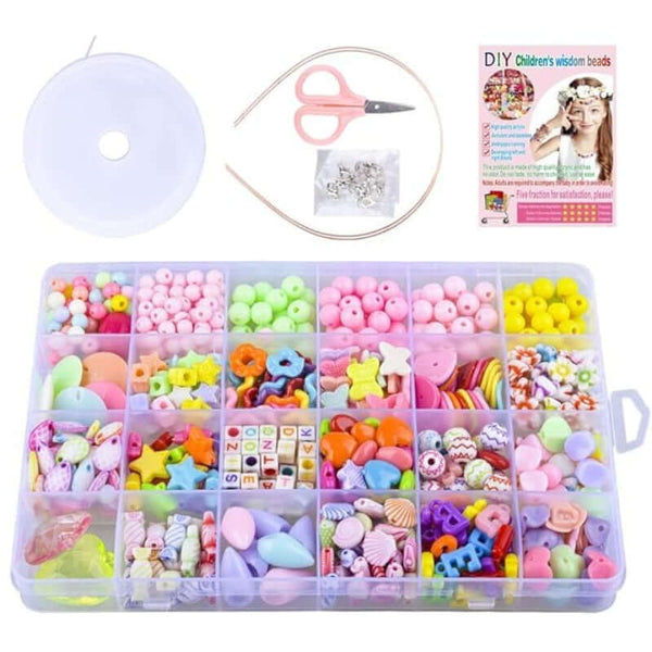 Children's Jewelry Making Kit - DIY Bracelets, Necklace, Hairband, and Rings Craft Kits - Plastic Beads for Kids Crafts - Birthday Gift