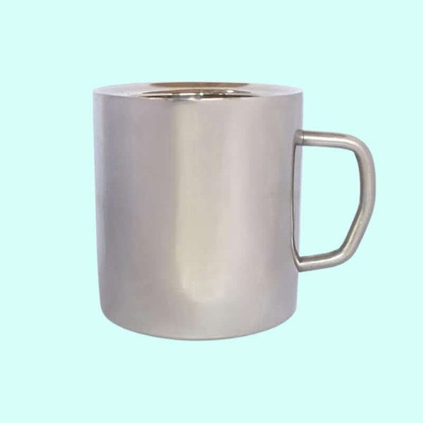 Big Coffee Mug Double Wall Insulated Stainless Steel Durable Tea Cups 150ML Hot Steel Glass for Milk Tea Coffee Silver Shining Mirror Finish Home Office Travel