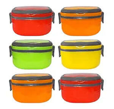 Hot Square 1 Container Double Wall Insulated Lunch Box 300ML Hot Fresh Food Grade Inside Stainless Steel Tiffin 2 Lock Clips Handle Return Gift for Kids Birthday Party (06 Qty)