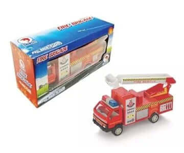 Ravya Emporium- Fire Brigade Rescue Pull Back Truck Transport Truck Metal Look Heavy Plastic Truck Durable Quality Fire Bigade Truck