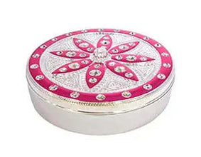 Rangoli Multipurpose Gift Box Royal Design Silver Oxidized Plastic 4 Division Dry Fruit Container Chocolate Mouth Freshener Mukhwas Box Festival Marriage Return Gift (1 Pc)