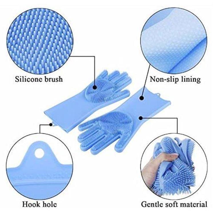 Gloves-Silicone Dish Washing Gloves,Silicon Cleaning Gloves,Silicon Hand Gloves for Kitchen Dishwashing and Pet Grooming,  Heat Resistant Gloves -  Store_name 