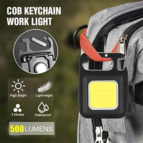 Mini LED COB Flashlight Keychain Light 500 Lumen Rechargeable Flashlights 4 Light Modes Portable Pocket -  Store_name 