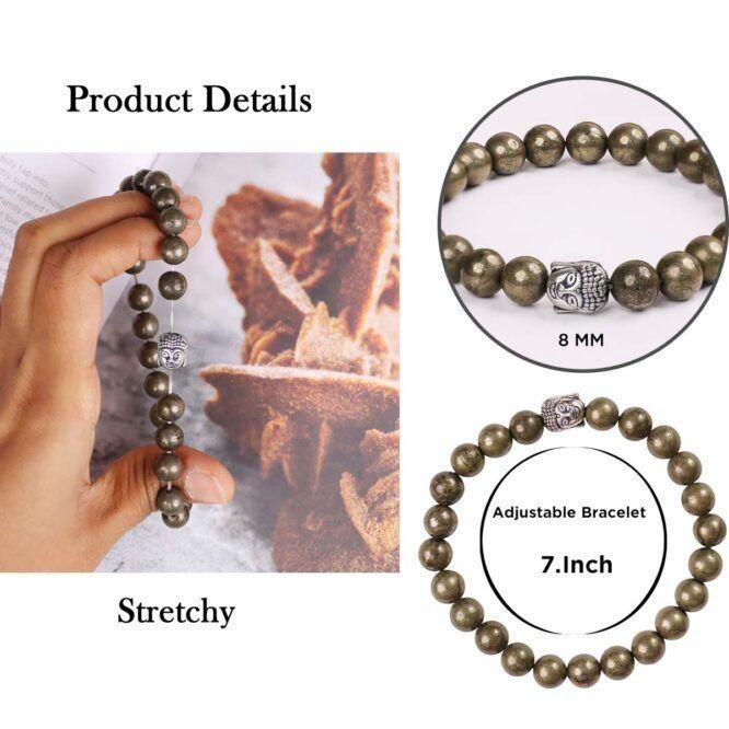 Unisex Pyrite Elastic Bracelet with Lucky Charm -  Store_name 