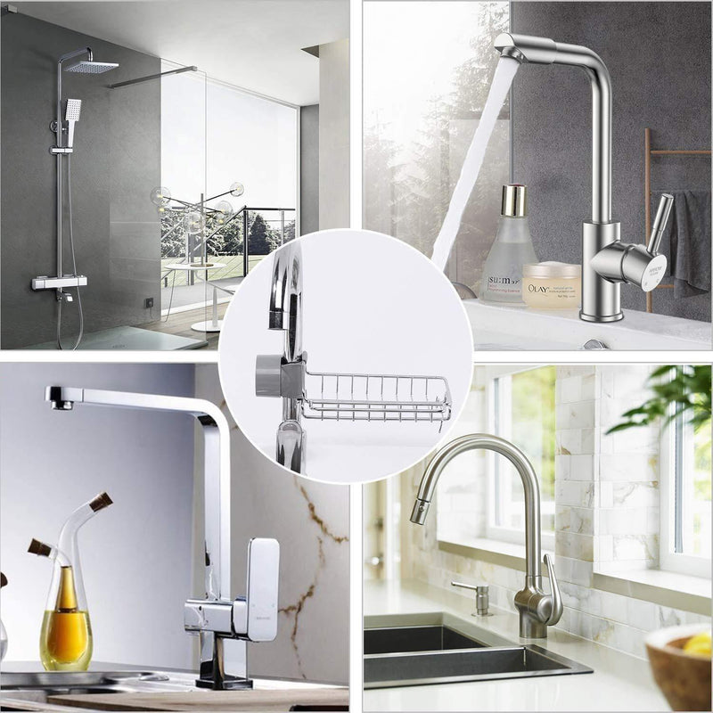 Stainless Steel Faucet Hanging Shelf Sponge Holders with Towel Hangers -  Store_name 