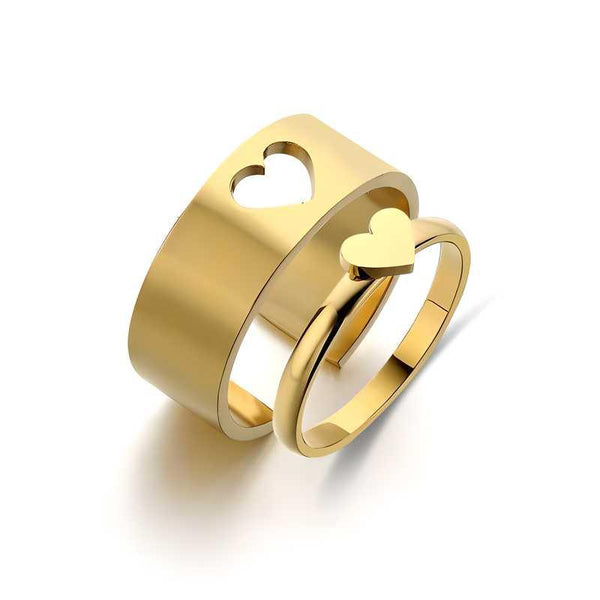 Golden Heart Matching Wrap Finger Couple Ring -  Store_name 