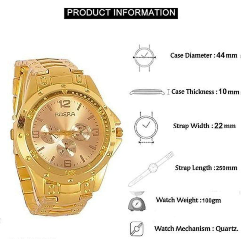 Men's Golden Stainless Steel Watches -  Store_name 