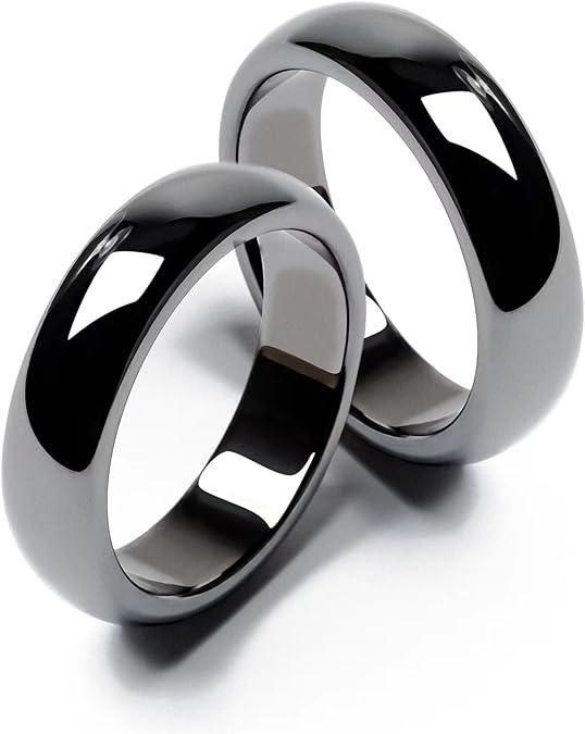 Rings for Women Men Unisex Black Rings Anxiety Balance Stone -  Store_name 