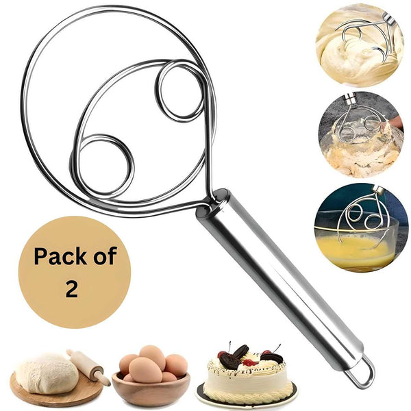 Dishwasher Safe Danish Dough Whisk, Stainless Steel Bread Whisk, Bread Mixer Making Tools  (Pack of 2) -  Store_name 