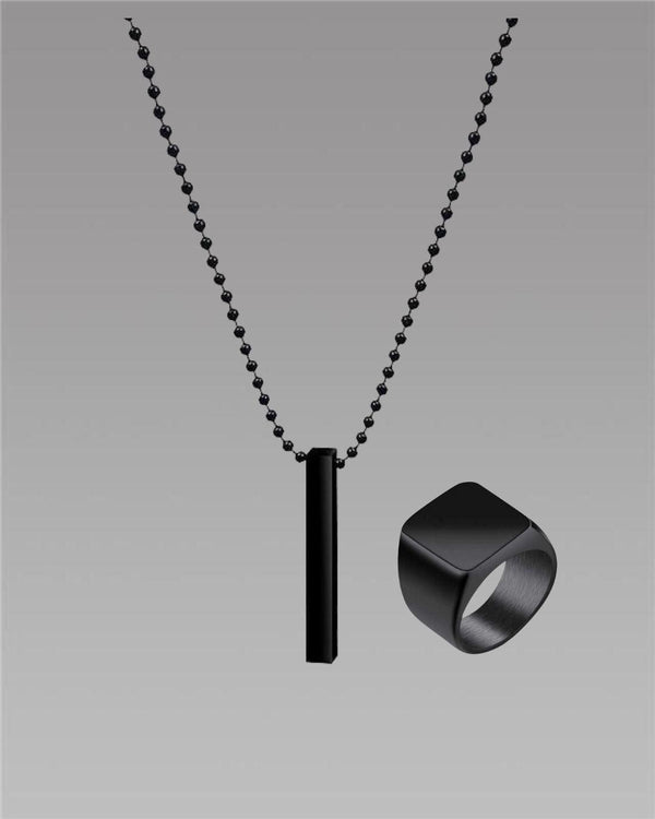 Saizen black vertical bar pendant with ring for boys and mens -  Store_name 