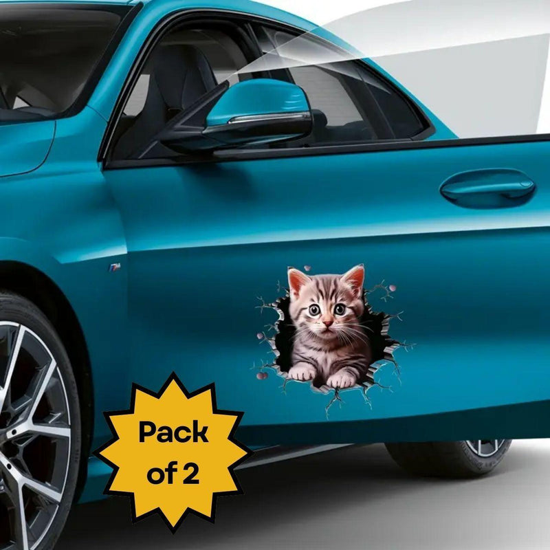 Durable Cat Pattern Car Sticker (Pack of 2) -  Store_name 