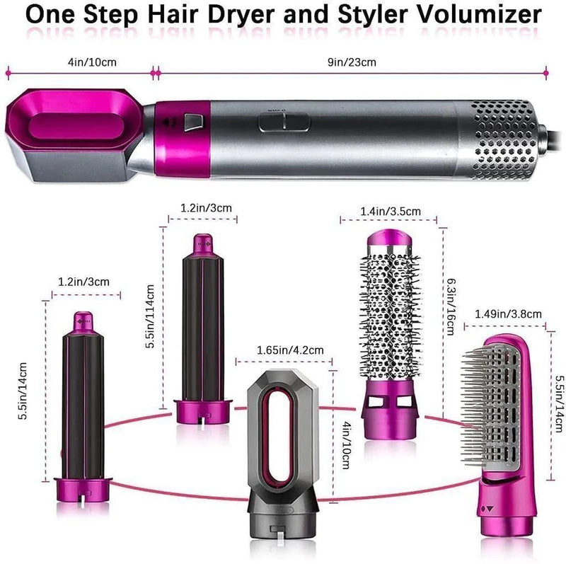 5 in 1 Multifunctional Hair Dryer Styling Tool, Detachable 5-in-1 Multi-Head Hot Air Comb, The Negative Ion Automatic Suction Hair Curler -  Store_name 