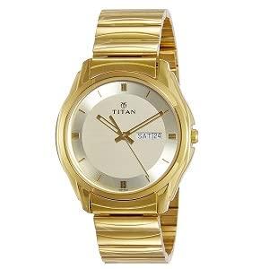 STYLISH TITAN ANALOG WATCH WITH DAY & DATE - GOLDEN -  Store_name 