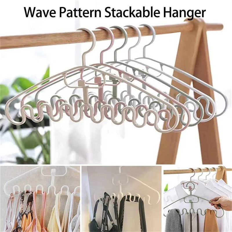 Stackable Wave Pattern Coat Hanger, Multifunctional Sturdy Stackable Plastic Clothes Hangers Pack Of 2 -  Store_name 