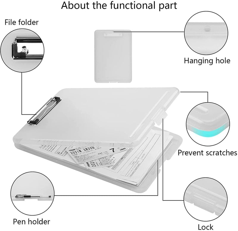 Clipboard Paper Holder Storage Writing Pad with Storage Plastic Clipboard Ideal for Office, Nurse, Students, Teachers, Sales -  Store_name 