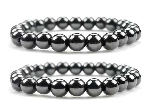 Natural Round Beads Magnetic Hematite Crystal Stone 8mm Bracelet (Pack of 2) -  Store_name 