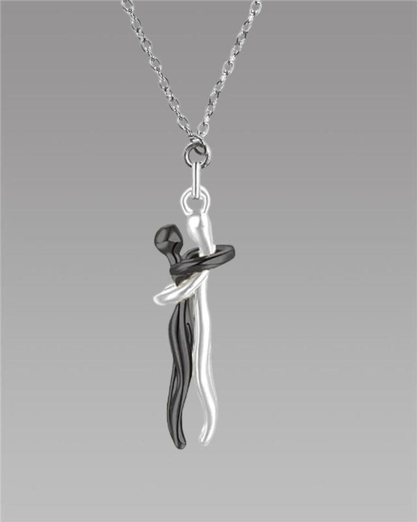 Silver and Black Hug Couple Chain Pendant -  Store_name 