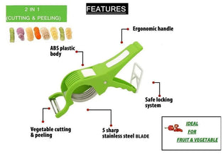 Vegetable Cutter 5 Sharp Blade with Peeler 2 in 1 – Multi-Color (Pack Of 2)