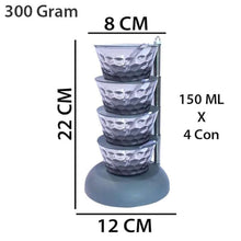 600ML Tower Pickle Stand 4 Layer Container Transparent with Lids Spoon 360 Degree Rotating Virgin Plastic Space Saving Kitchen Storage Mango Aachar Sauces Chutney Spices (MultiColor)