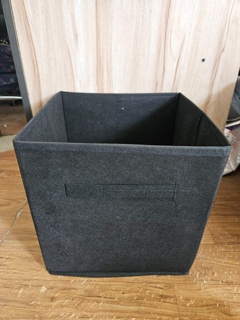 Storage Basket Fabric Drawers Organizer Box Bin Open Design Black (Pack of 2) -  Store_name 