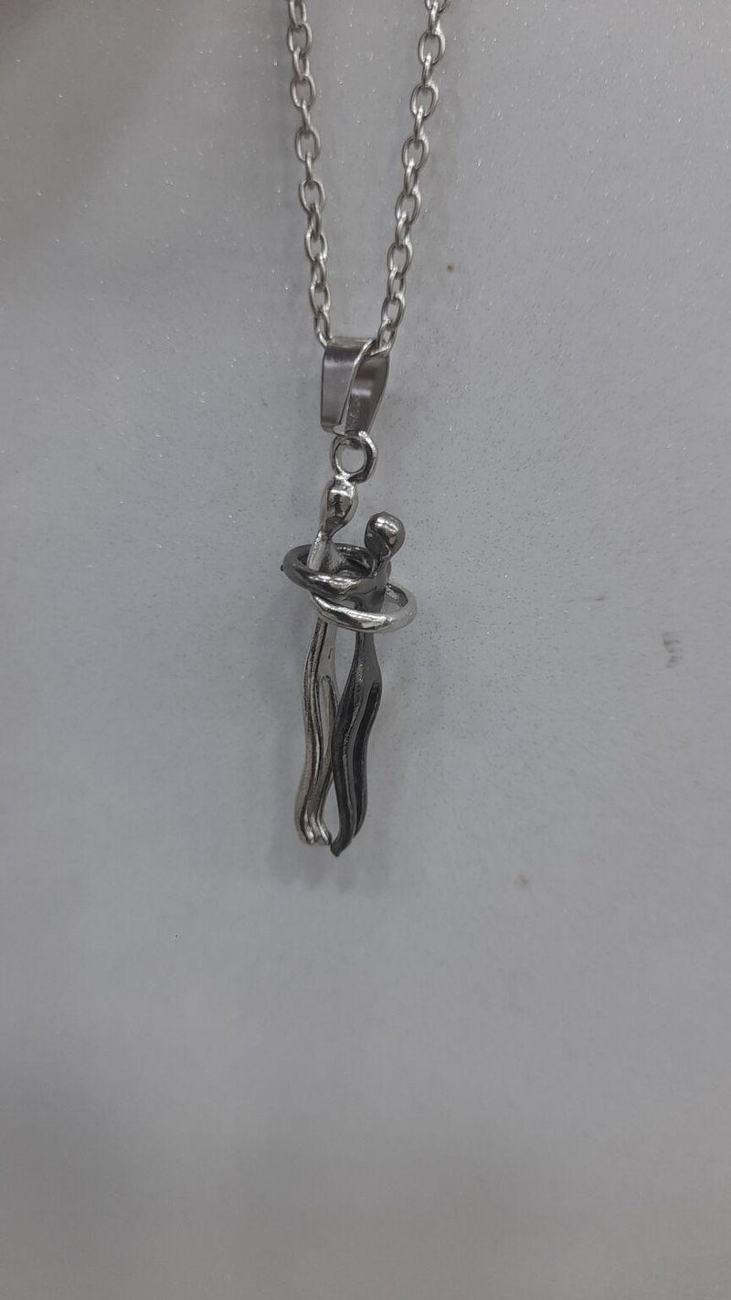 Silver and Black Hug Couple Chain Pendant -  Store_name 