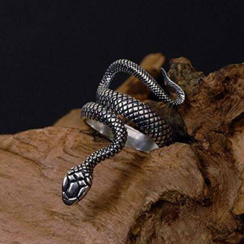 Silver and Black Color Snake Ring For Women and Girls -  Store_name 