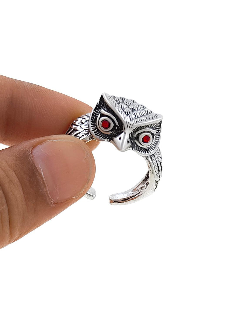 Saizen Silver Rings for Men Owl Face Ring -  Store_name 