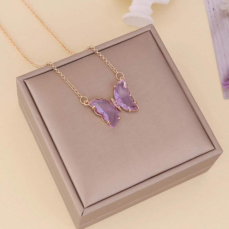 AVR JEWELS Gold-plated Stylish Butterfly Necklace For Women and Girls -  Store_name 