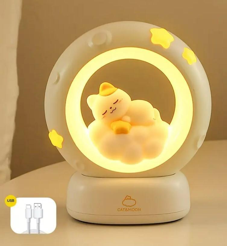 Sleeping Cat LED Night Light Lamp with Touch Control -  Store_name 