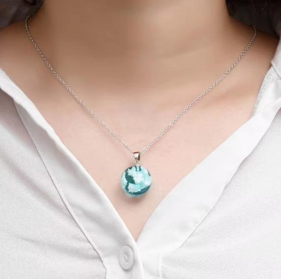 Transparent Round Ball Pendant Necklace -  Store_name 