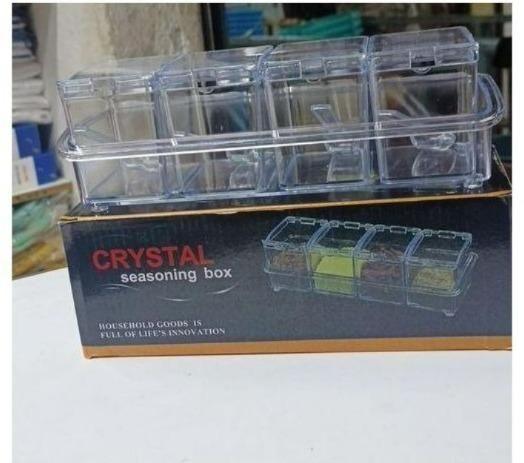 Crystal Seasoning Acrylic Box Set of 4 With Spoons -  Store_name 