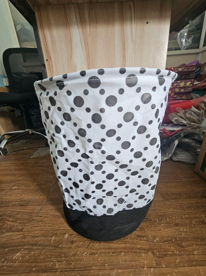 Round Canvas Black and White Polka Dot Laundry Bag 45 L -  Store_name 