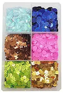 Multi Shape Multi Color Glitter Sequins Rhinestones Beads Box for Jewellery Making Art and Craft DIY Kit (Assorted, 100g, Sequins kit 2)