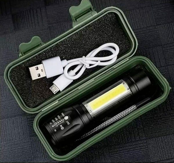 Mini USB Rechargeable Torch Light Super Bright Pocket Mini Zoom COB USB Charging Torch Led Flashlight Waterproof Torch Lights Torch Light with 3 Modes Adjustable -  Store_name 