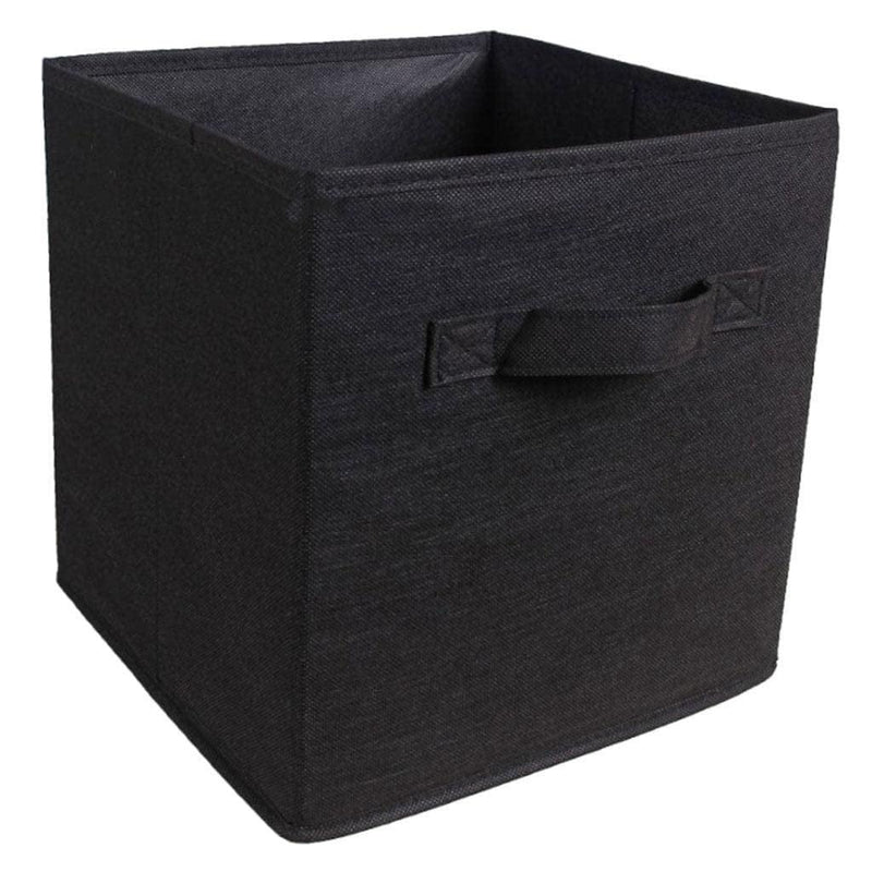 Storage Basket Fabric Drawers Organizer Box Bin Open Design Black (Pack of 2) -  Store_name 