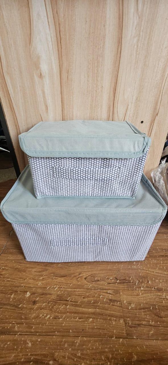 Foldable Non-Woven Big and Small Storage Basket Bins Wardrobe Closet Organizer (Pack of 2) -  Store_name 