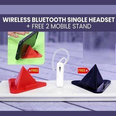 Wireless Bluetooth Single Headset With Free 2 Mobile Stands -  Store_name 