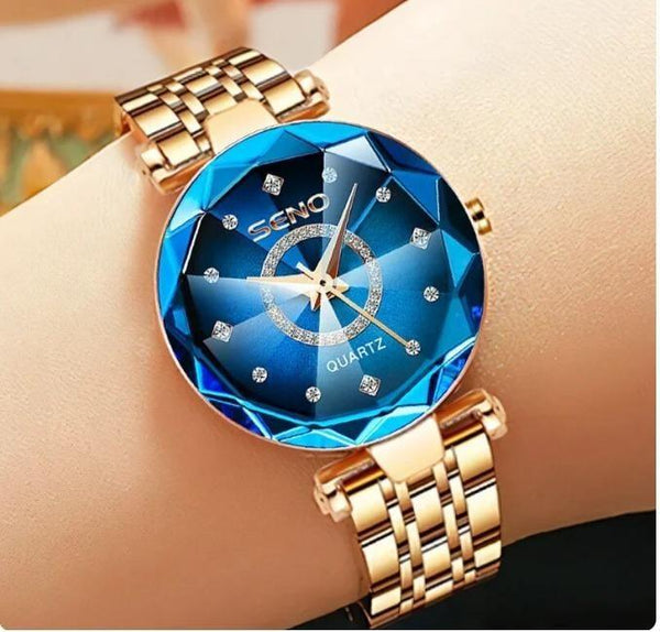 Diamond Shape Multicolour Dial and Rose Gold Strap Watch for Womens and Girls -  Store_name 